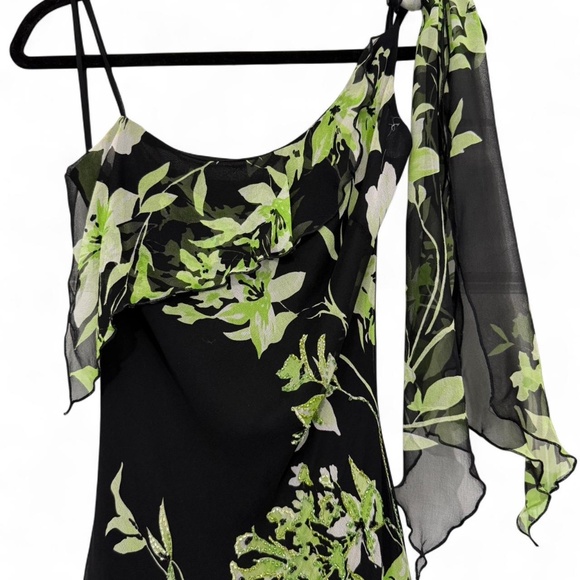 Vintage Caché Black and Green "JLo" floral dress - Picture 2 of 5